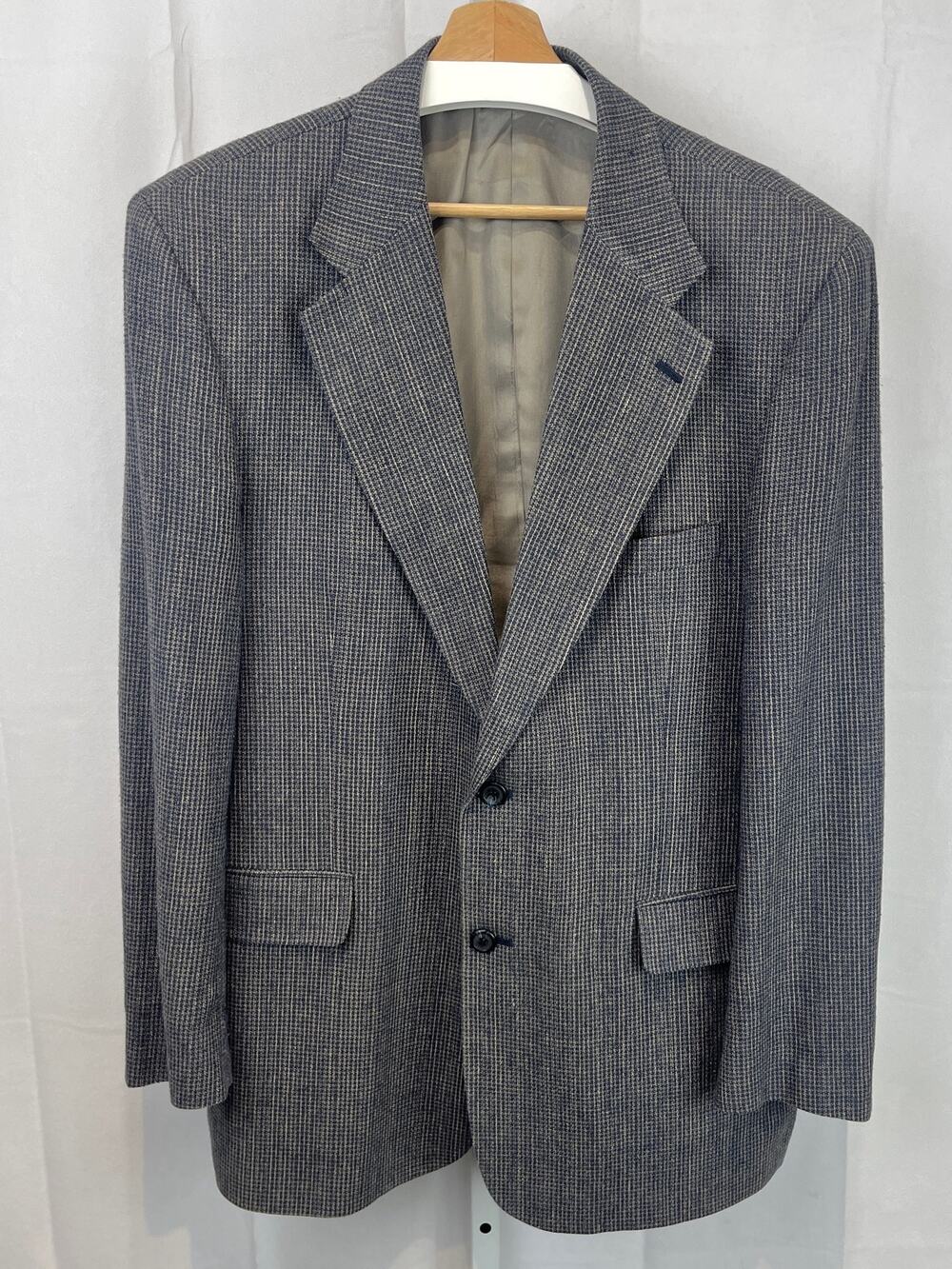 RBM Mens Silk Suit Jacket Sport Coat Two Button Lined Textured Gray Size 44R